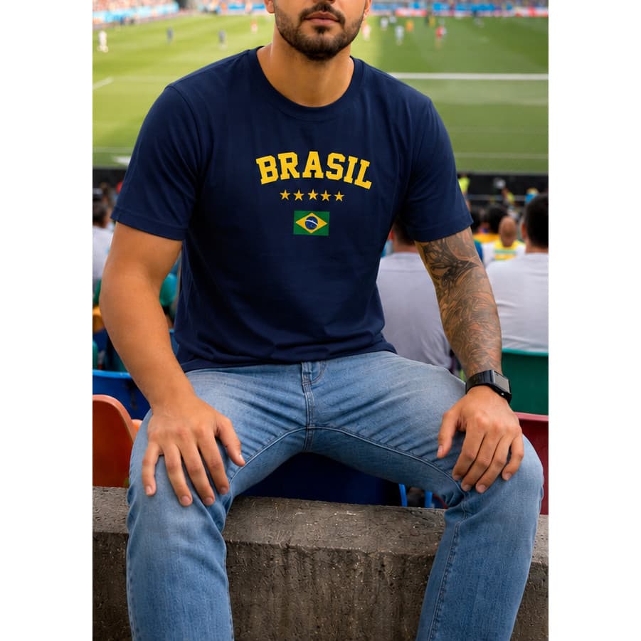 Camisa camiseta Estampa Brasil Hexa - Masculina Unissex t-shirt 100% Algodao