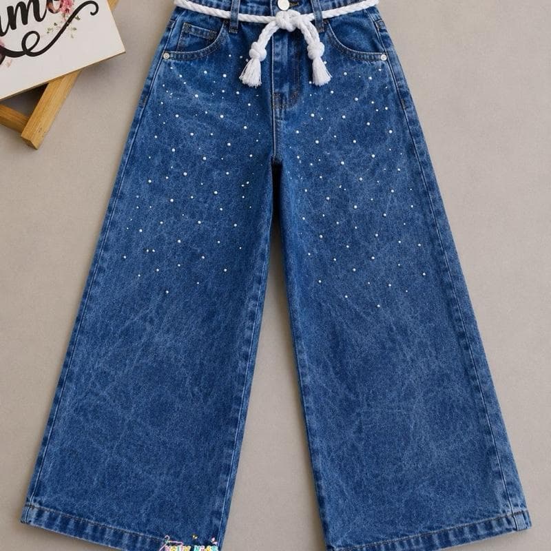 Calça Jeans Wide leg Infantil juvenil para meninas
