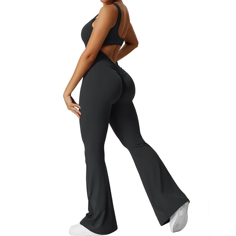 Macacão Yoga Fitness Modelador Plus Size Costas Abertas Alta Elasticidade para Mulheres, Levanta Bumbum Controle Abdomin