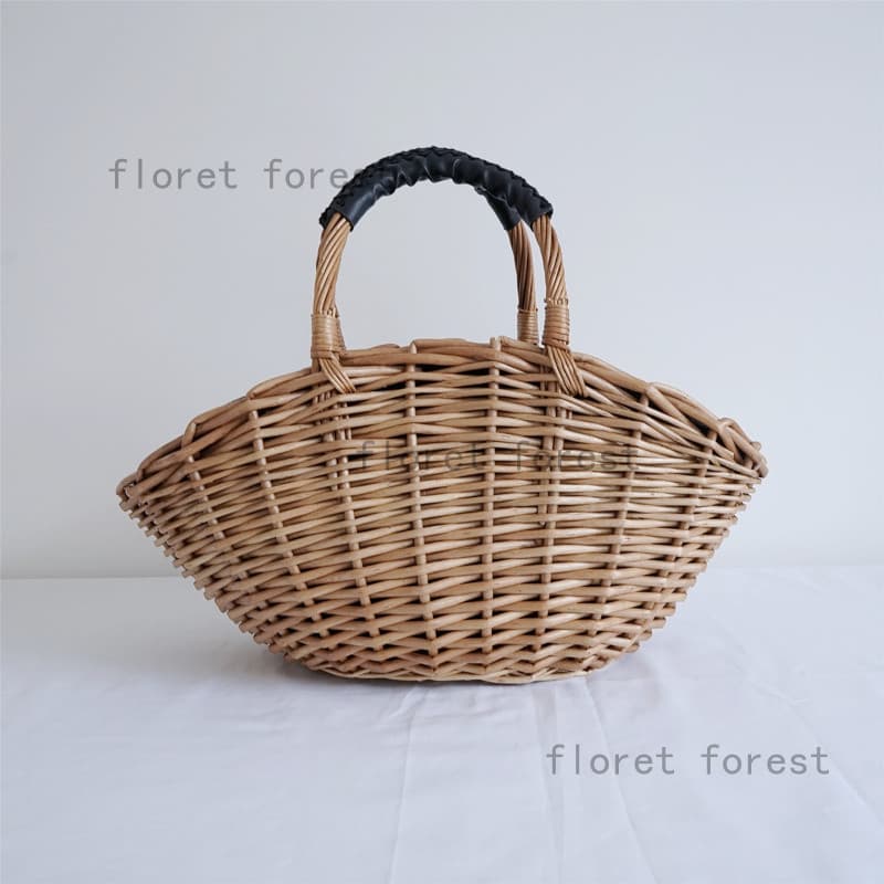 Floresta selecionada vime Rattan cesta de mão cesta de compras senhoras saco tecido bolsa moda feminina saco
