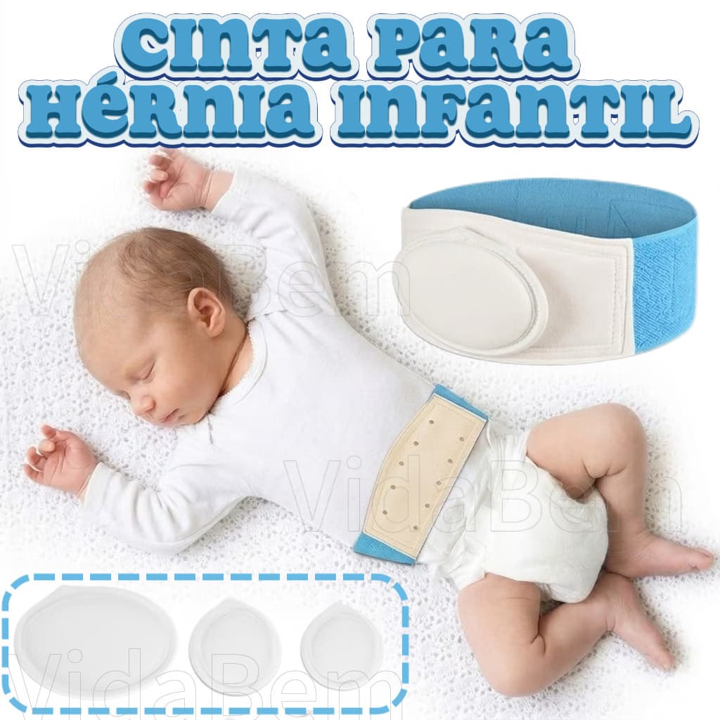 Cinto Umbilical Ergonômico para Bebê com Hérnia Ajustável, Suave e Seguro com 3 Hernia Pad