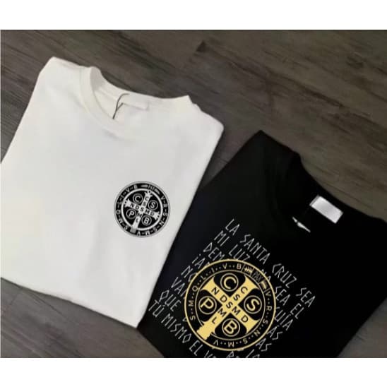 Kit 2 Camiseta Masculina Crista Medalha De São Bento Lançamento Modelo Unissex