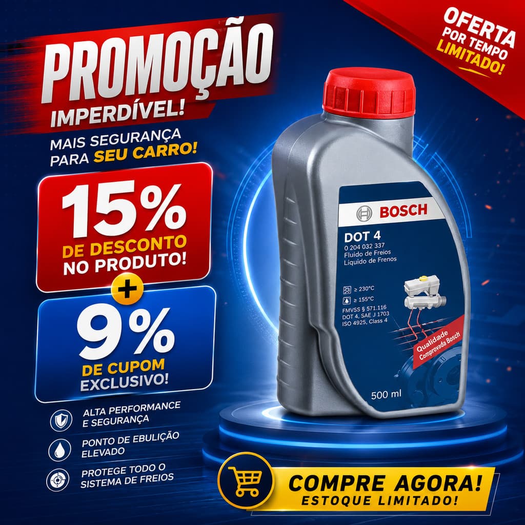 Fluido Óleo de Freio Bosch DOT 4 500ml Original – Alta Performance e Freio Seguro