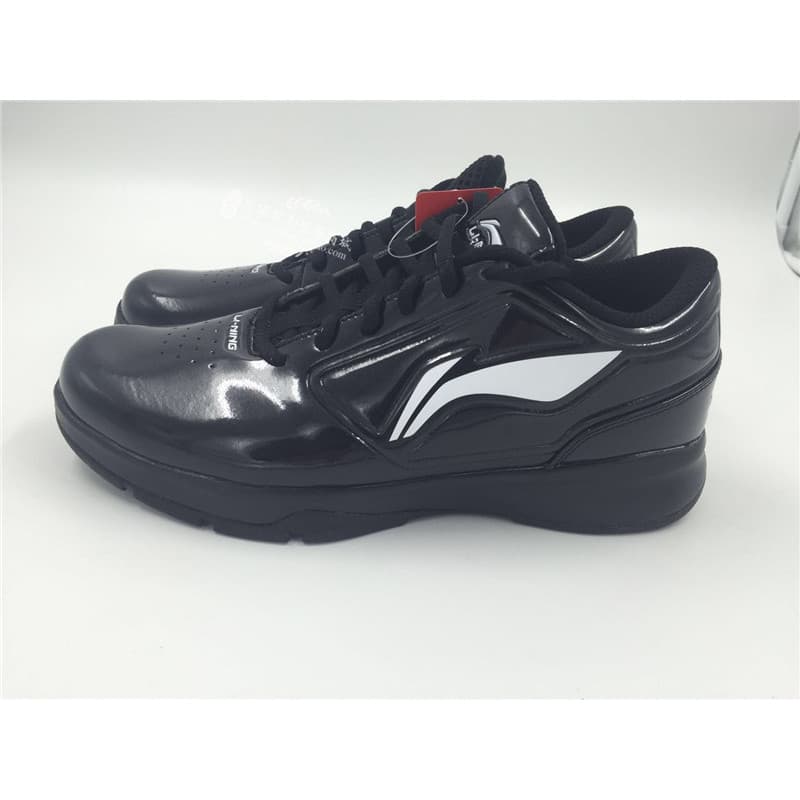 LININING Patrocínio CBA League Li Ning Sapatos de Árbitro de Basquete de Couro Envernizado Sapatos de Árbitro de Cano Ba