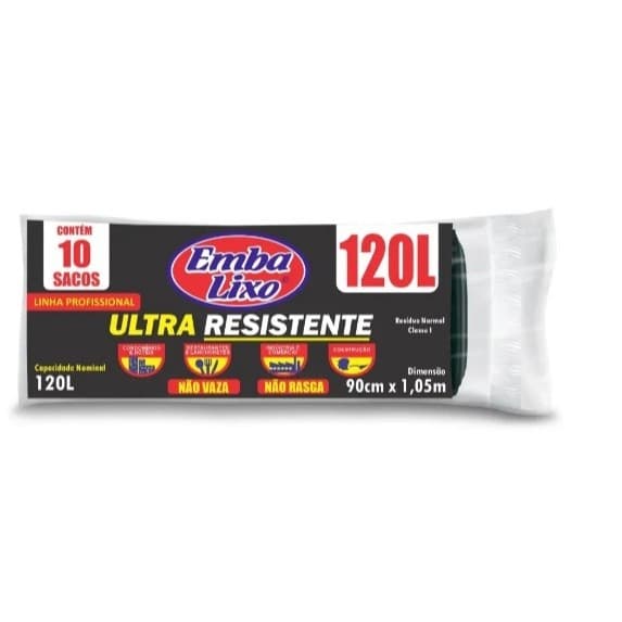 Saco De Lixo Preto 120 L  Profissional Ultra Refor�ado Embalixo