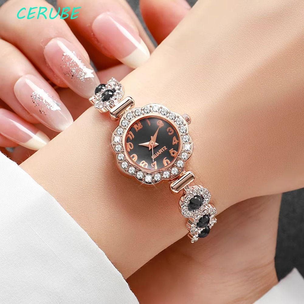 Relógio Feminino Com Pulseira CERUBE , Relógios De Negócios Femininos Elegantes Tipo Puxar , Portátil De Quartzo Strass