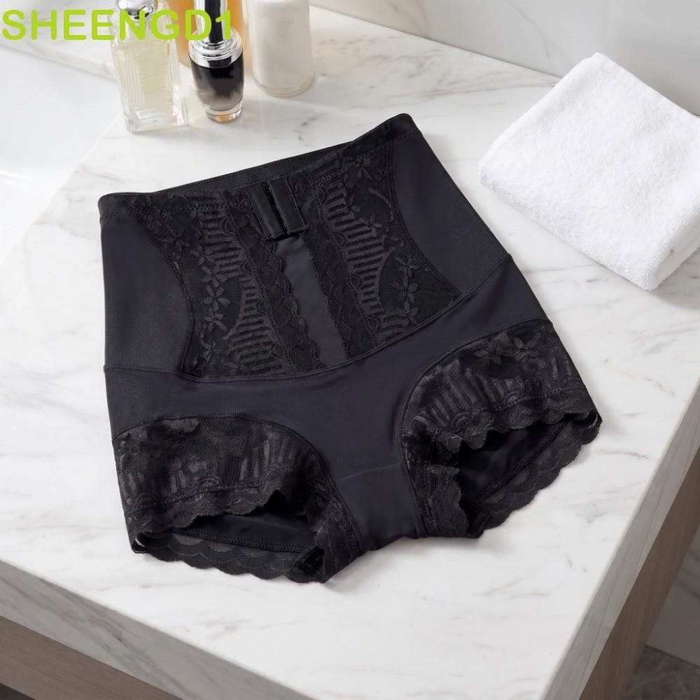 SHEENGD1 Calcinha Modeladora De Renda , Camada Base , Modelador De Corpo Pós-Parto De Cintura Alta , Com Fivela