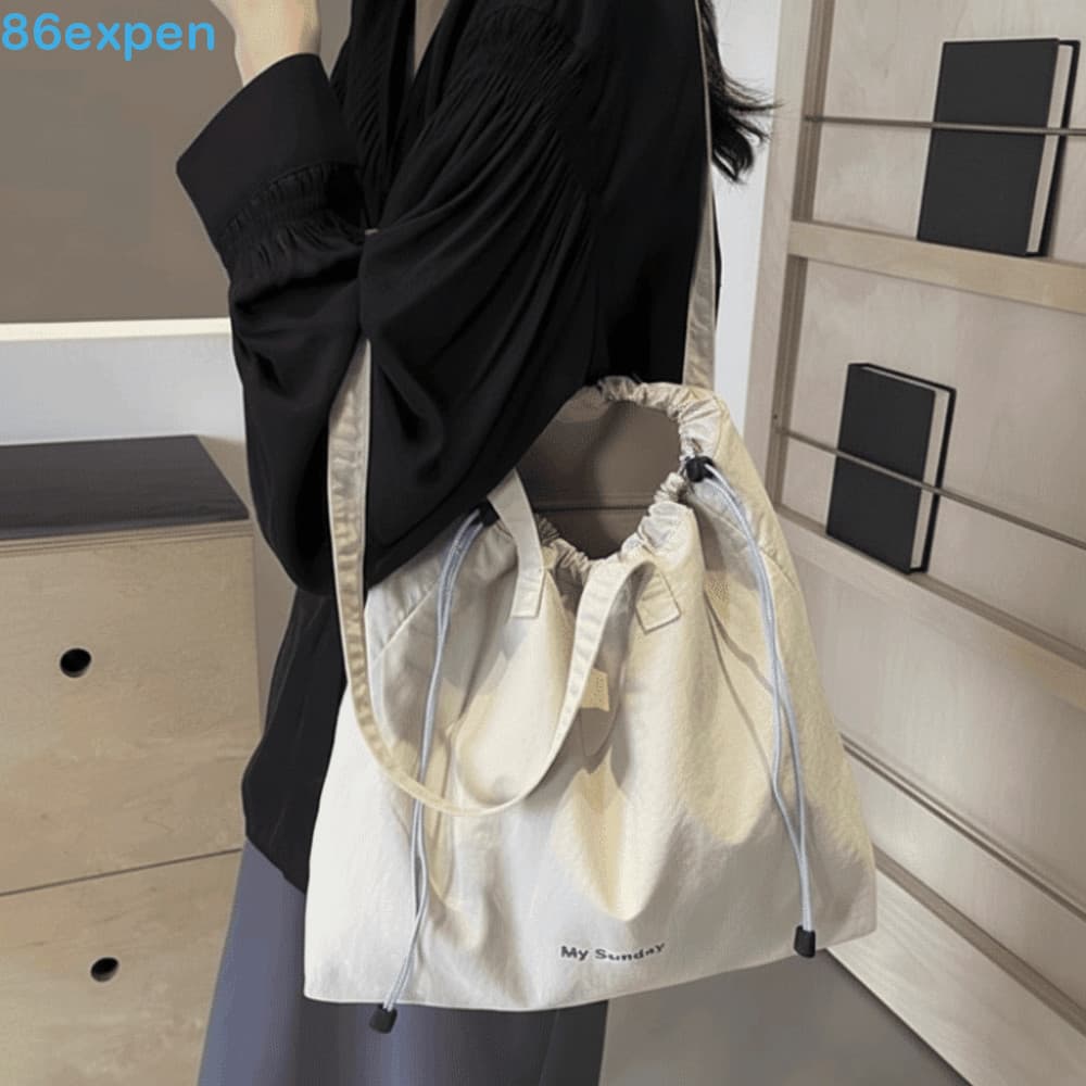 EXPEN1 Bolsa De Ombro De Lona , Quadrada De Nylon Com Cordão Crossbody Leve De Grande Capacidade