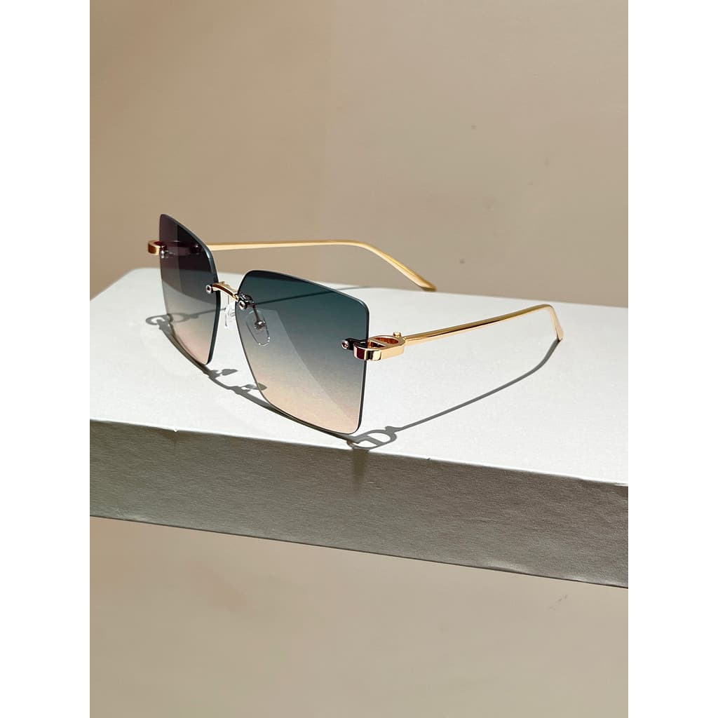 Novo Metal quadrado sem moldura óculos de sol moda feminina Retro óculos pára-sol Anti-ultravioleta High-End