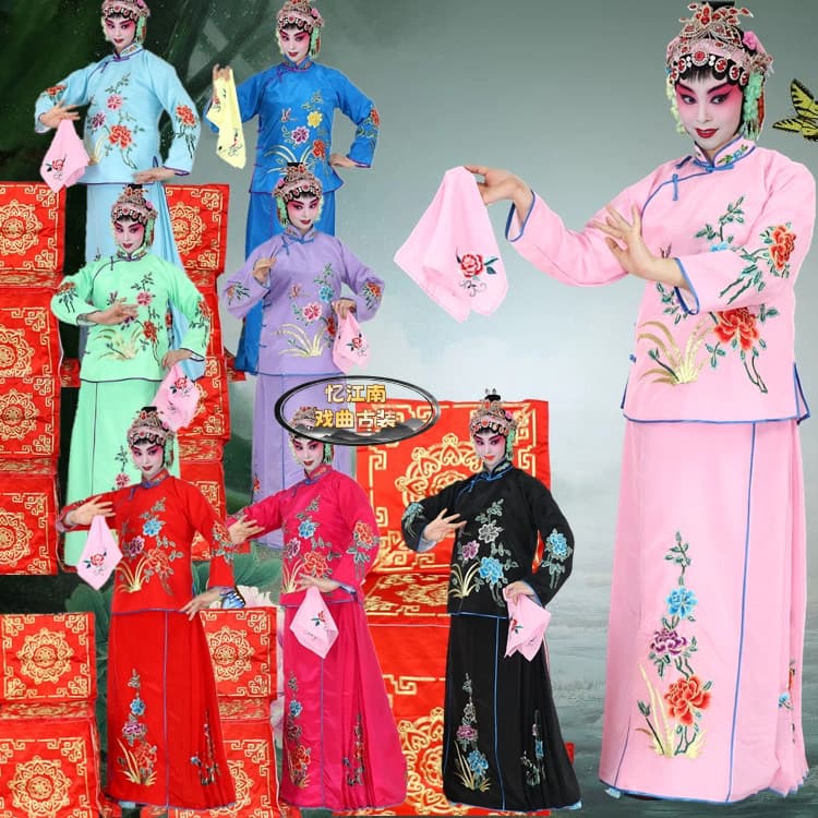 Ópera colorida Peking opera Xiaodan roupas jaqueta Culottes macacão Drama desempenho Yadan roupas Huadan traje pequeno s
