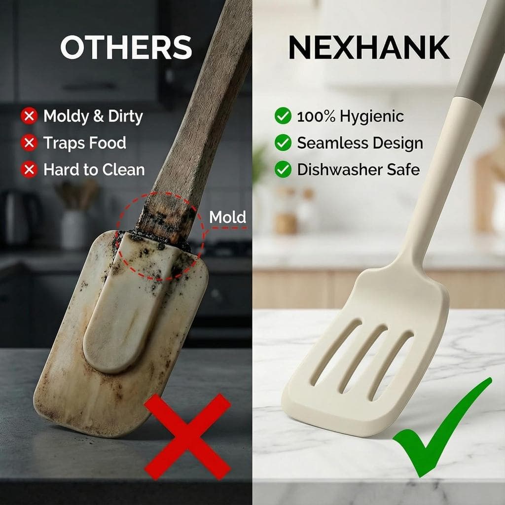 Conjunto De Utensílios De Cozinha De Silicone , 6 Peças Não Plástico 500 ° F Resistente Ao Calor BPA-Livre Máquina De La