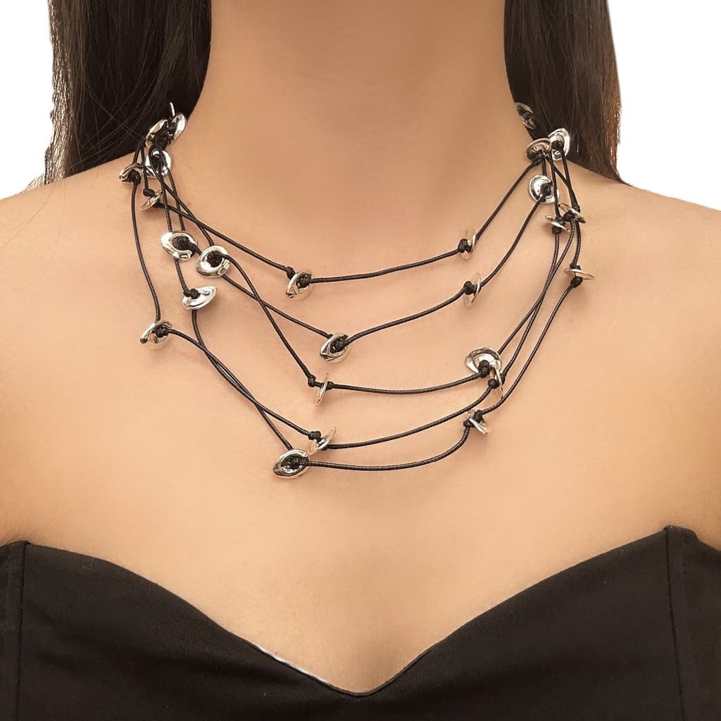 Europeu americano Wasteland estilo Multi-camada artesanal camisola corrente nicho feminino único exagerado clavícula cor