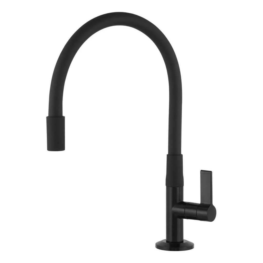 Torneira Gourmet De Cozinha Bancada Flexível Preta 360