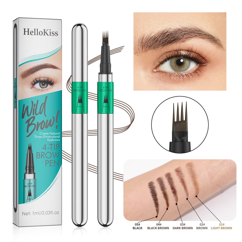 1pc lápis de sobrancelha líquido de quatro pontas Ultra-fino lápis de sobrancelha à prova dwaterproof água não-manchas c
