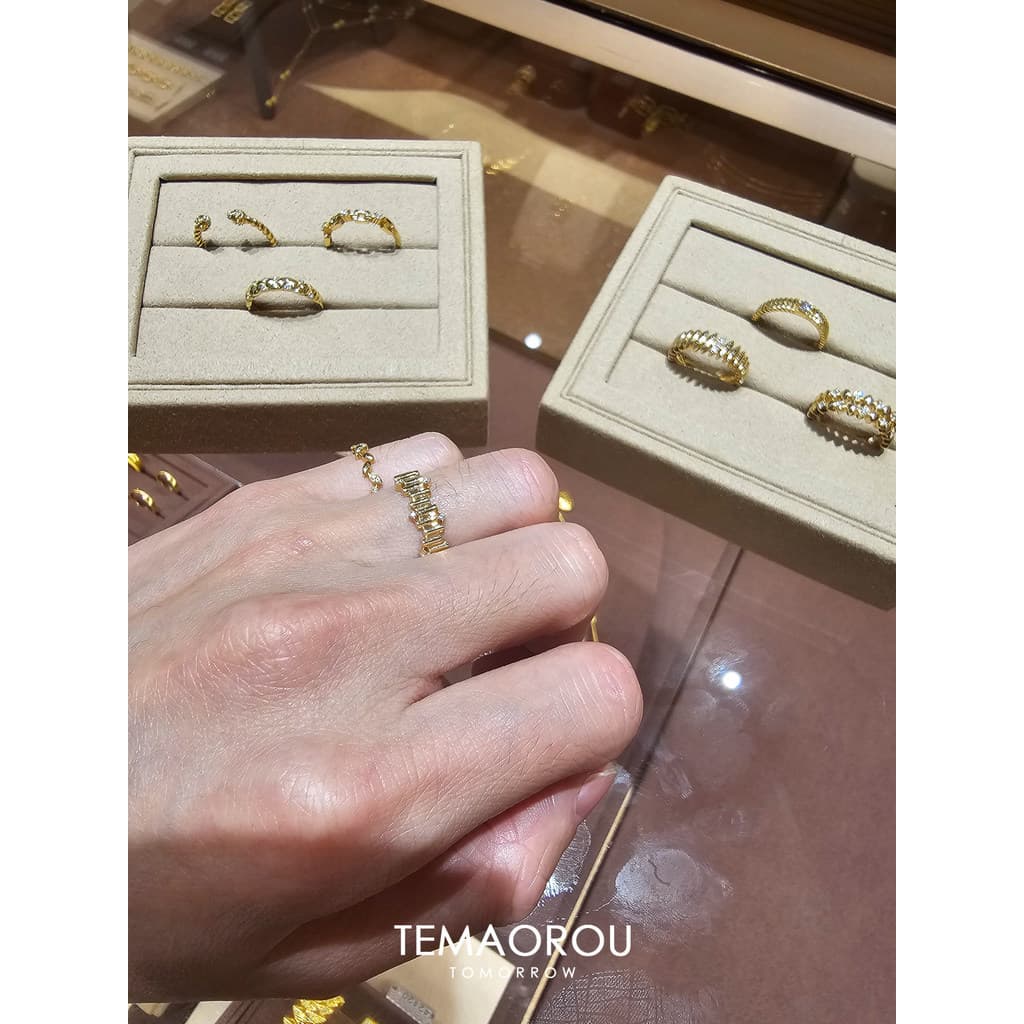 anel de namoro anel solitario Estilo japonês empilhamento pequeno anel simples feminino luz luxo nicho High-End Design í
