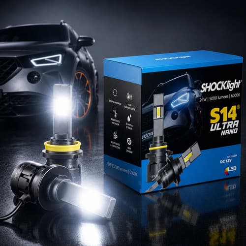 Par Led S14 Ultra Nano Shocklight Farol Compacto Lançamento Lâmpada Luz Forte Branca Potente Carro alto baixo milha