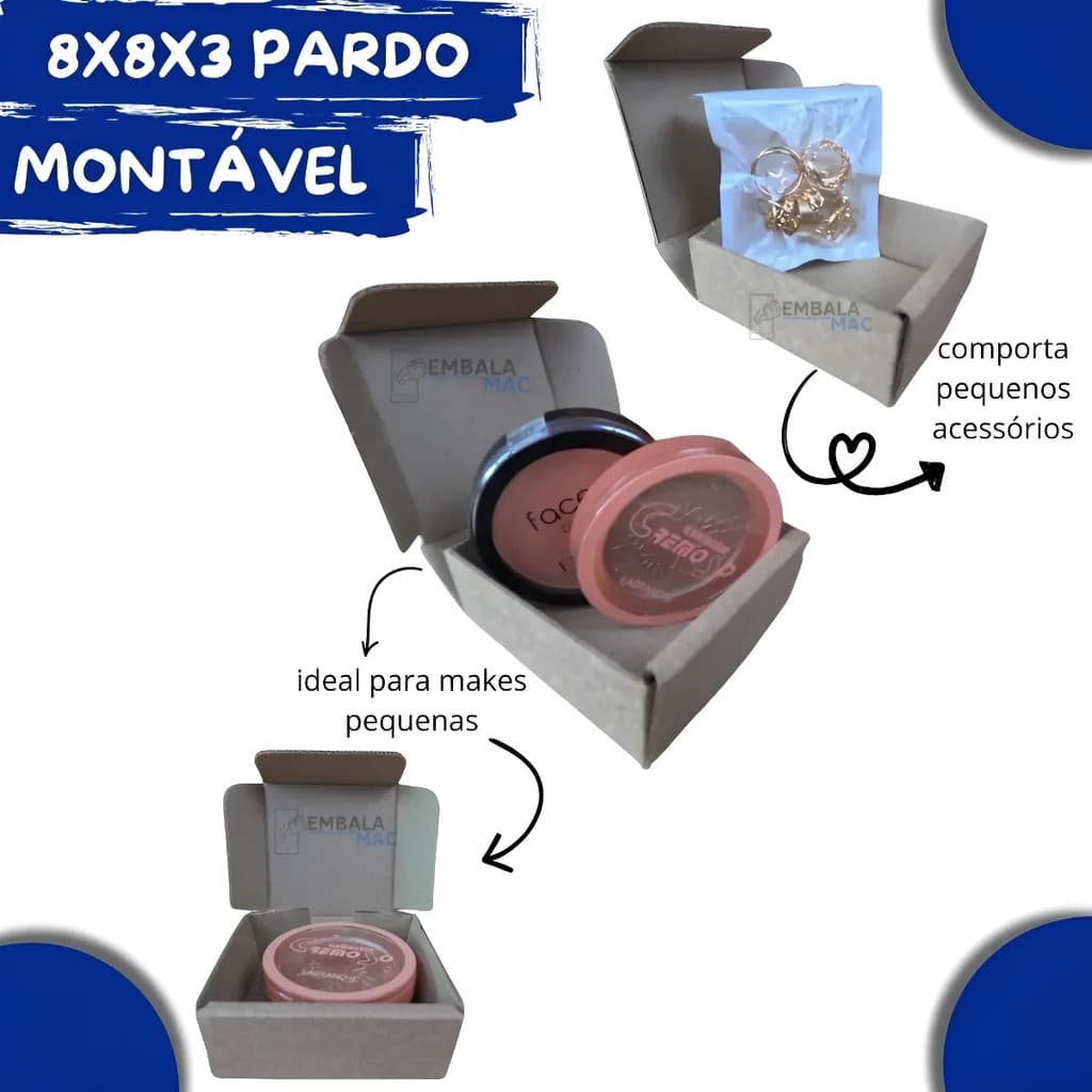 800 Caixas De Papelão 8x8x3 Bijouterias Semi Jóias Casamento Marrom-escuro