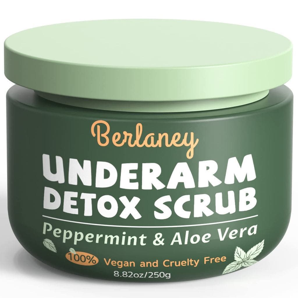 Esfoliante Desintoxicante para Axilas 8.8oz com Hortelã, Aloe Vera e Pó de Casca de Noz, Esfoliante para Axilas Ajuda na