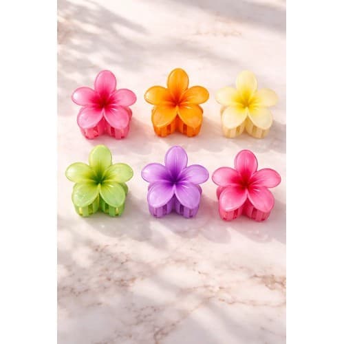 Kit 6 Presilhas Flor Havaiana Piranha Cabelo Blogueira Luxo Aleatória