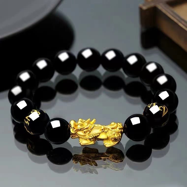 Vietnam areia ouro obsidiana Pixiu ágata pulseira estilo masculino feminino casal simples na moda pulseira de cristal jó