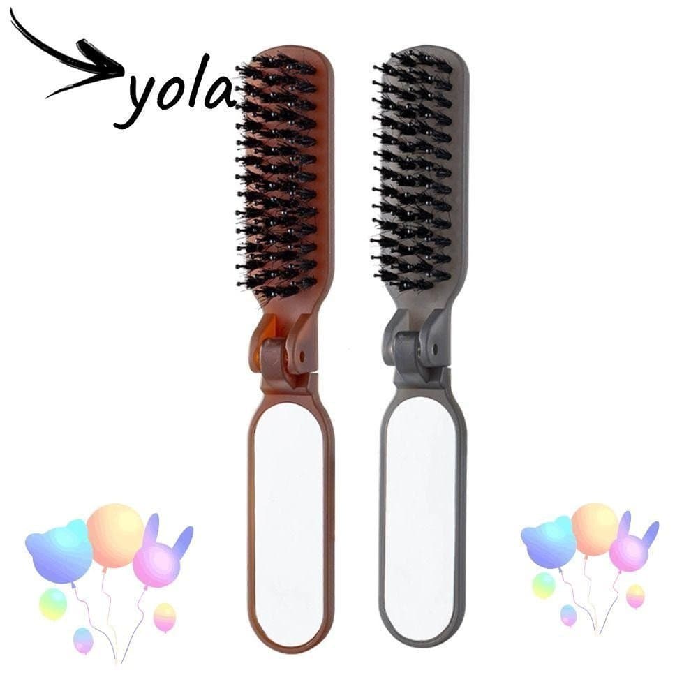 Pente De Cabelo De Massagem YOLANDAGOODS , Com Dobrável De Cerdas De Javali Para Espelho De Maquiagem , Antiestático