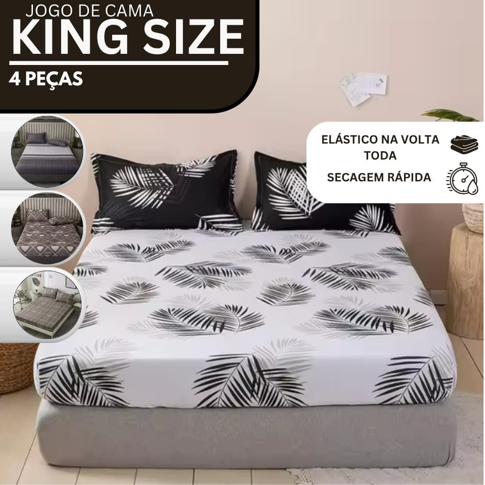 Jogo de Lençol King Size  4 Peças Antialergico - Estampas Sortidas