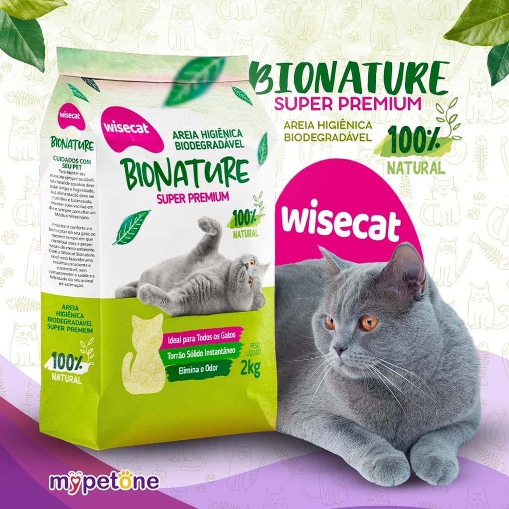 Areia Biodegradável Para Gatos Bionature Grossa Verde - 2Kg