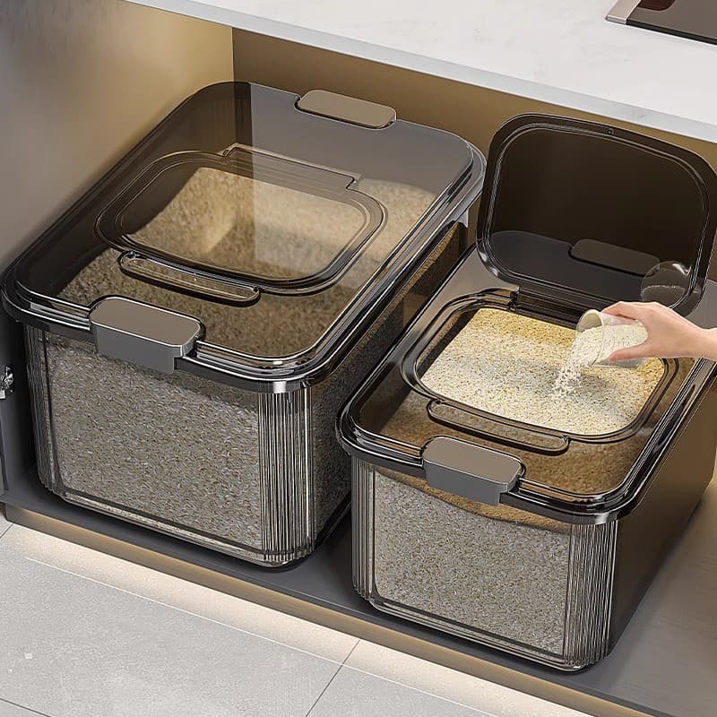Balde de arroz magnético selado, grande capacidade, tanque de arroz transparente espesso, multifuncional, à prova de ins