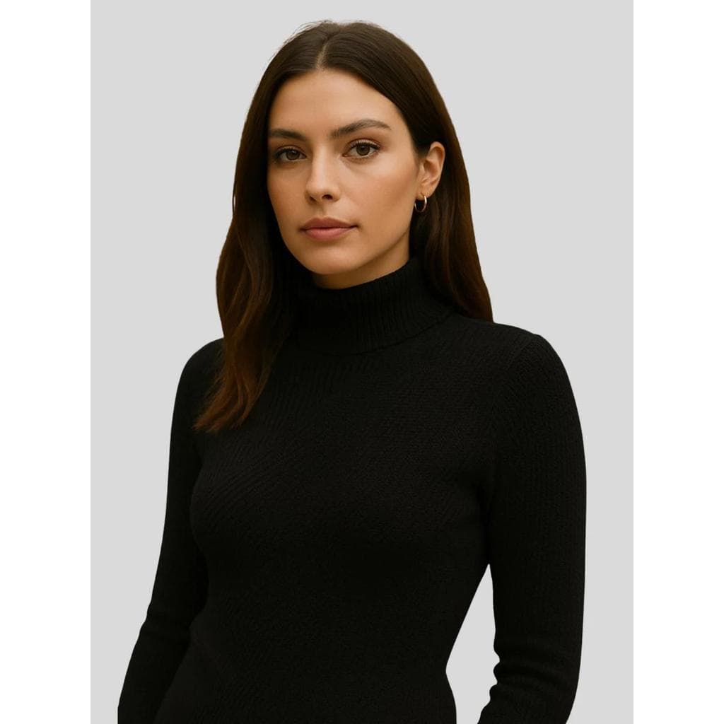 Blusa Feminina Gola Alta Cacharrel Segunda Pele Manga Longa Tecido Ribana Premium Ajustada Inverno