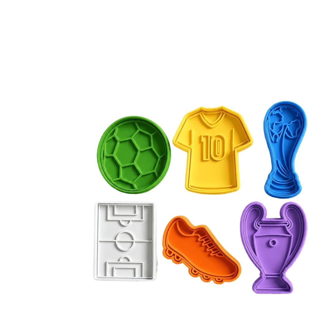 Cortador De Biscoito Com Carimbo Copa 2026 Futebol Resistente–KIT 6 Unidades / Pasta Americana - Biscuit e Pão