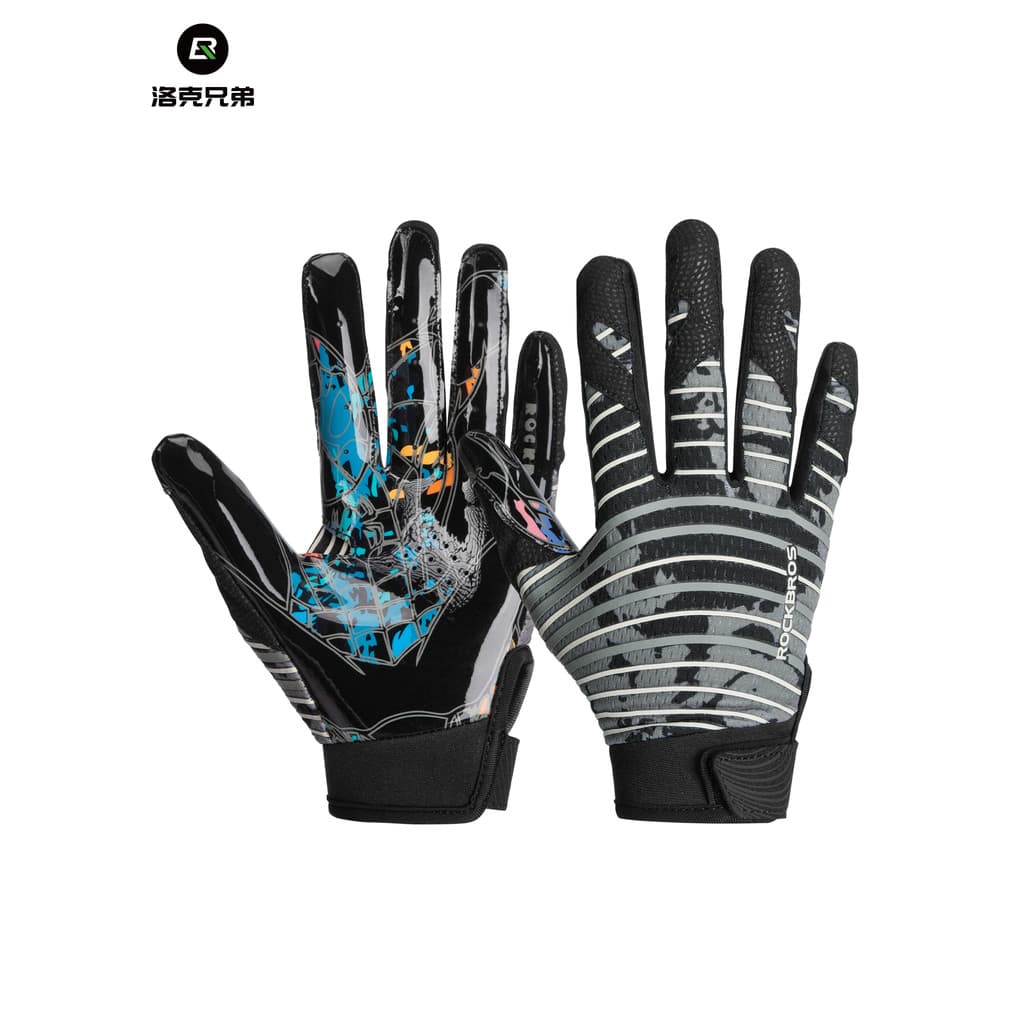 Rock Brothers Luvas esportivas infantis com todos os dedos, Rugby, futebol americano, beisebol, goleiro, luvas antiderra