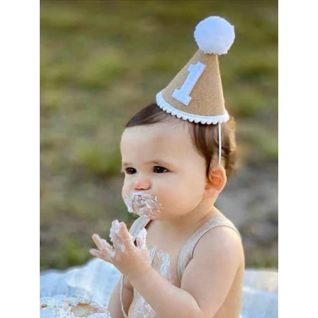 Chapéu do primeiro aniversário do bebê crianças chapéu foto adereços linho bonito coreano ins estilo influenciador menin