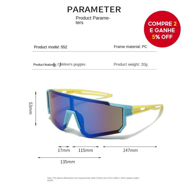 Óculos de Sol Esportivos para Crianças com Proteção UV para Meninos e Meninas, Ciclismo e Atividades ao Ar Livre,