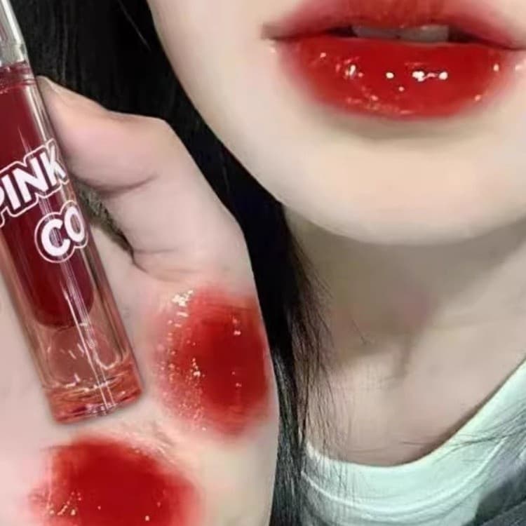 Cerejas de rosas!Esmalte labial espelho brilho de água feminino hidratante vidro brilho labial batom esmalte labial não
