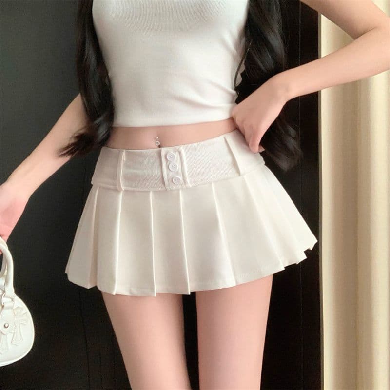 Saia plissada estilo menina quente doce picante roupas femininas 2026 novo verão cintura alta mais magro olhar Anti-refl