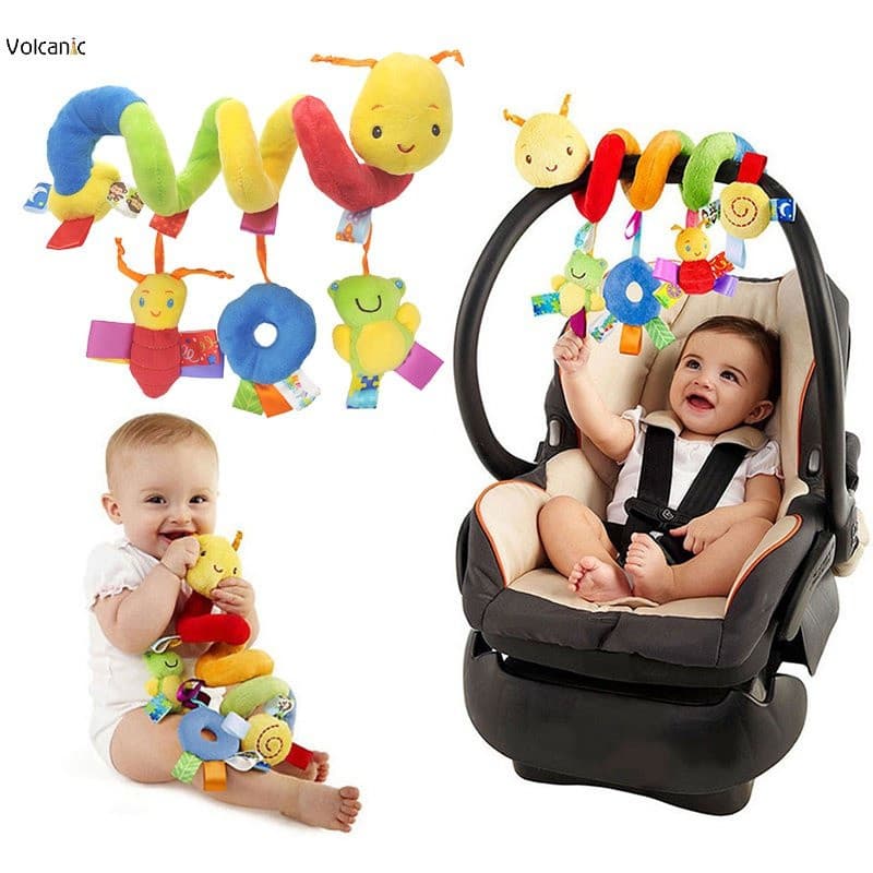 Brinquedo de pelúcia em forma de lagarta adequado para bebês de 0 a 3 anos.
