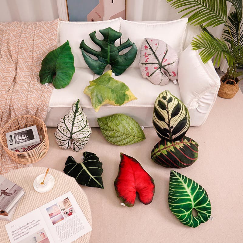 Cross-Border b & b estilo pequena simulação fresca folhas planta verde sofá decoração dupla face travesseiro de pelúcia
