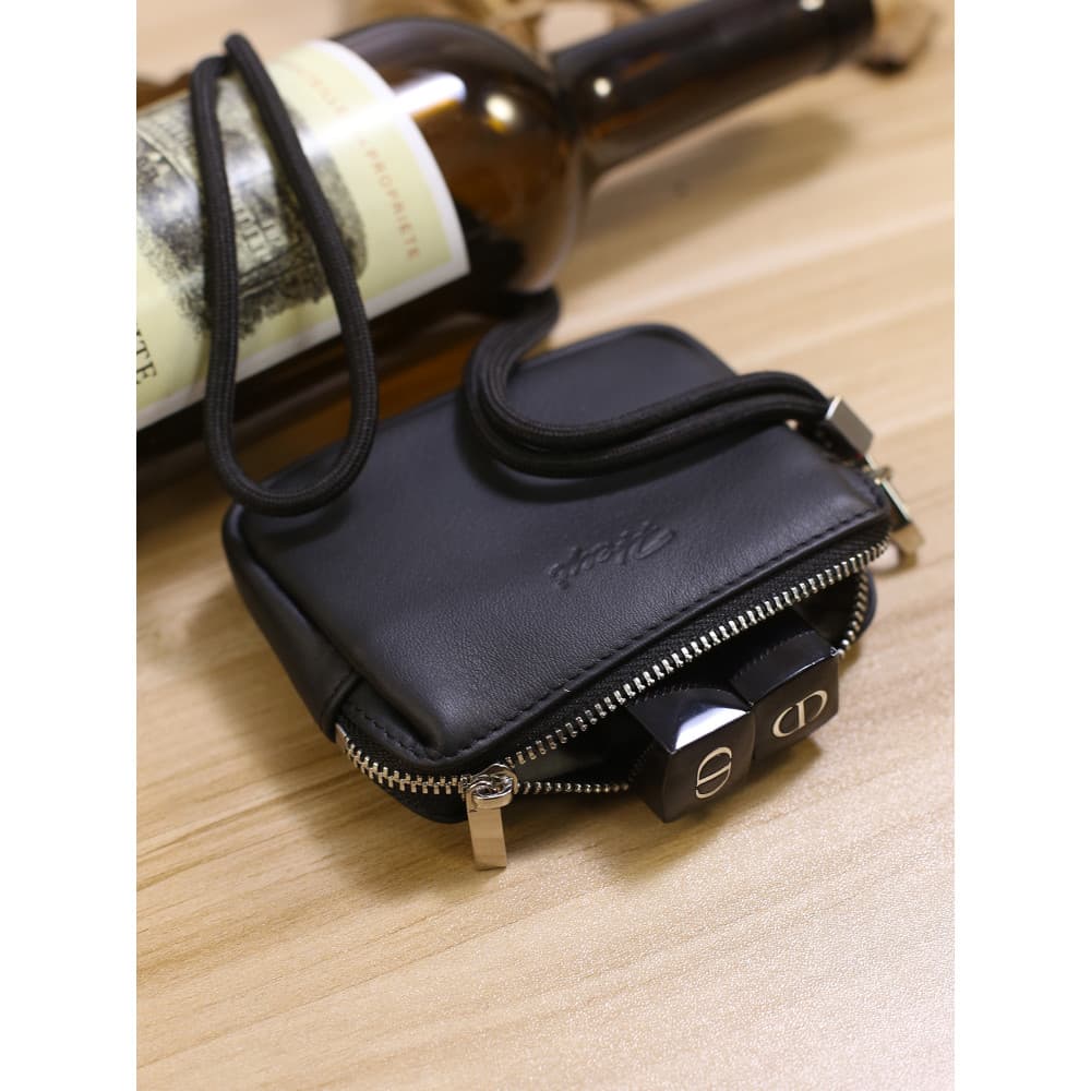 Japonês coreano Original bolsa de moedas de couro macio feminino artesanal zíper couro genuíno Halter moeda saco de cart