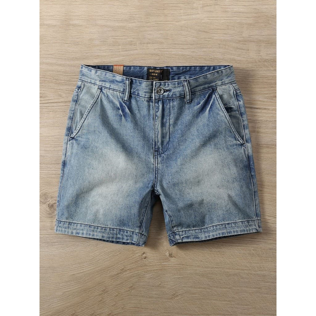 Americano Casual três pontos Jeans masculino Retro 3 pontos Denim shorts fino ajuste em linha reta na moda All-match sho
