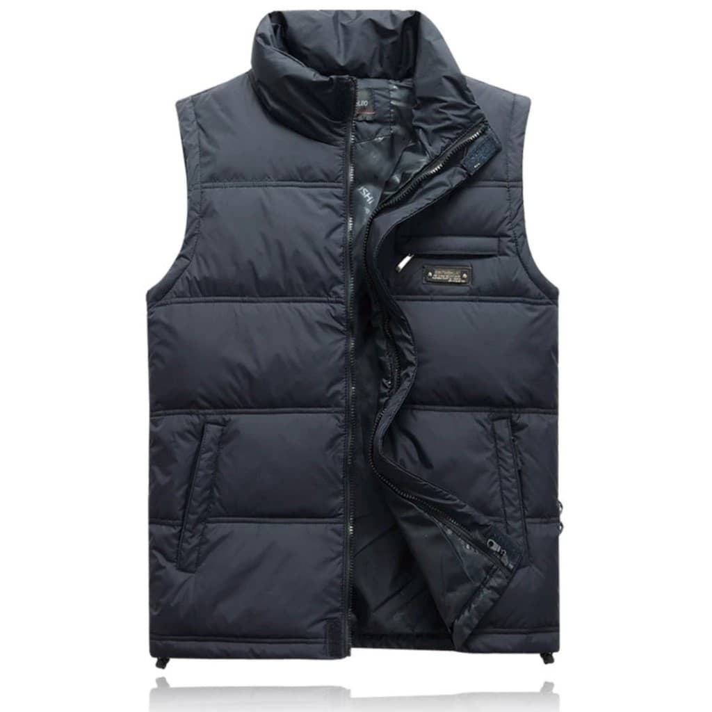 Outono inverno masculino para baixo colete gola engrossado quente colete masculino solto tamanho grande zíper jaqueta