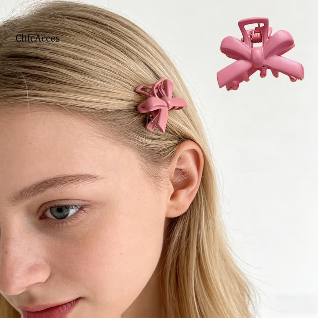 Pastel Hair Accessories Matte Color Clip 5 Pcs Girls Hairpins 3d Bow Design Clips Lightweight Small Gripper Princess for