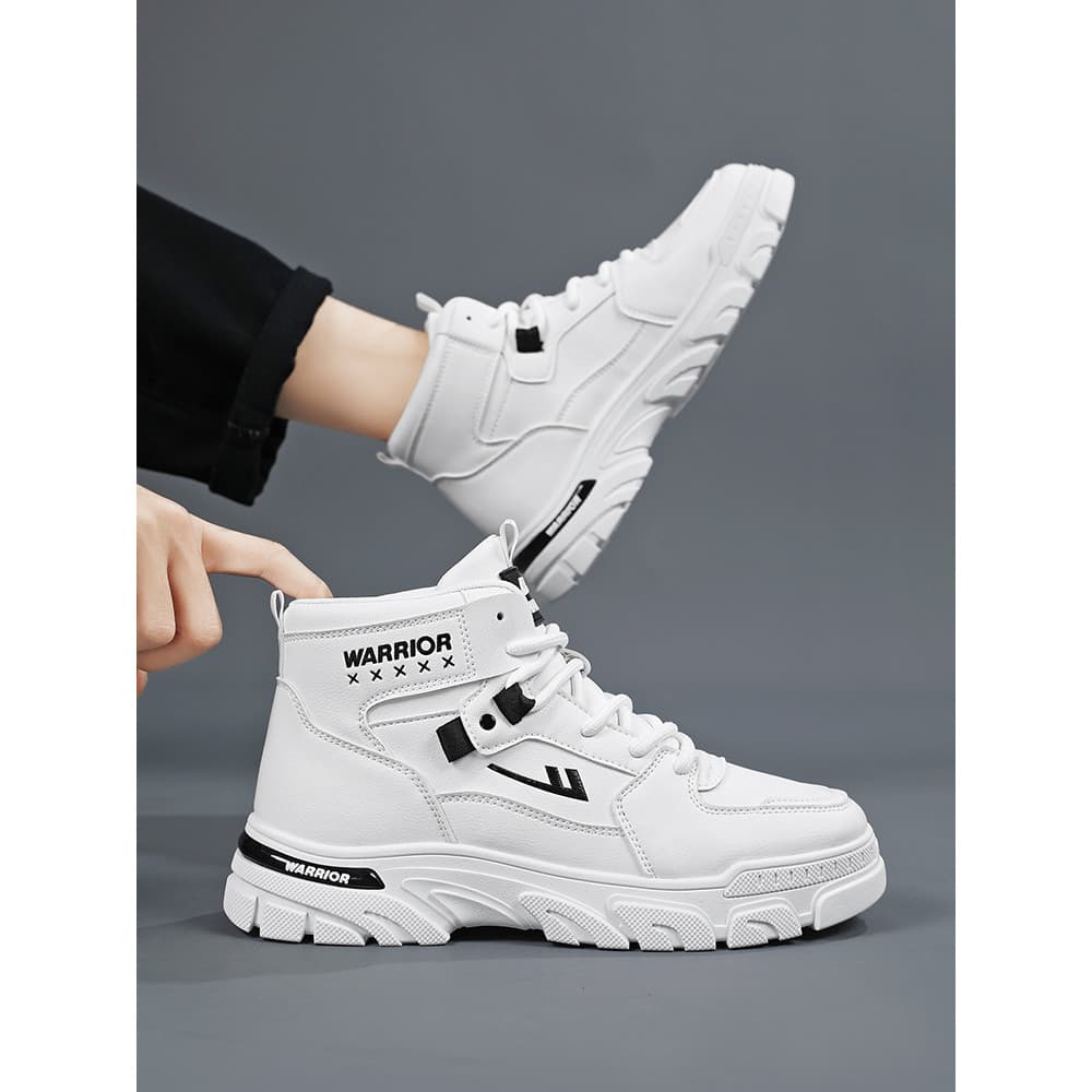 Puxar para trás sapatos masculinos de alta qualidade outono inverno branco Martin botas masculinas de sola grossa sapato