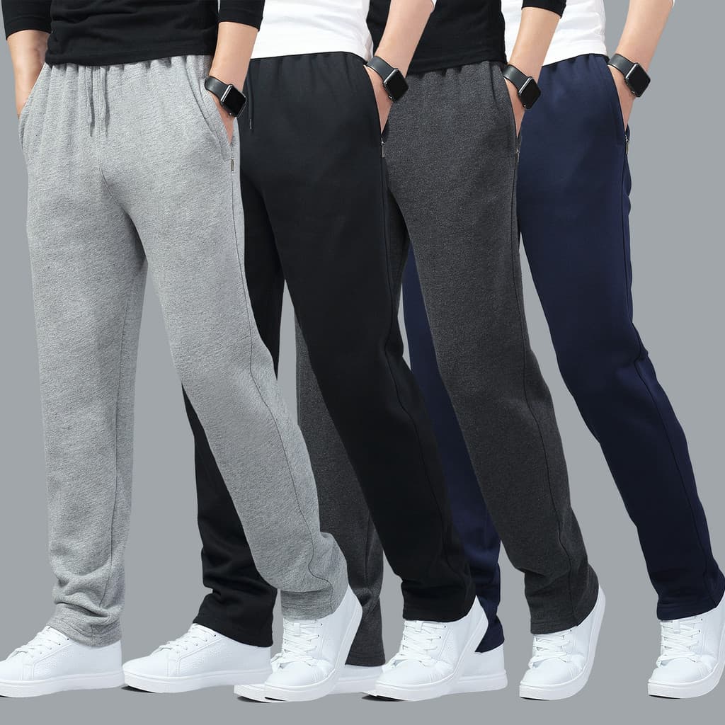 Calças esportivas masculinas soltas retas calças casuais verão fino All-Match calças outono inverno calças com zíper gor