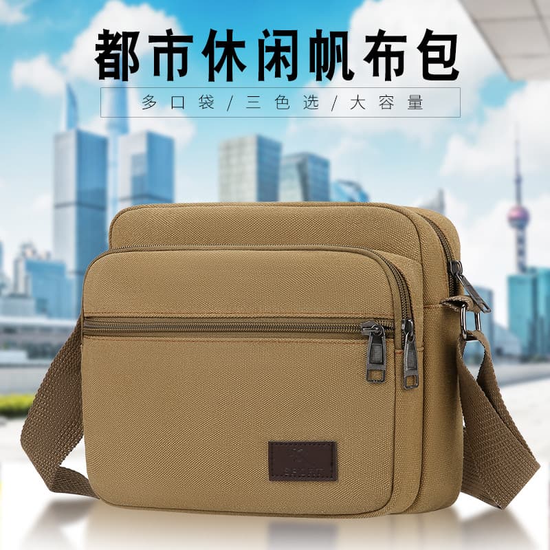 2023 bolsa de ombro masculina Casual Horizontal mochila de grande capacidade lona versão coreana moda Cross-body saco ru