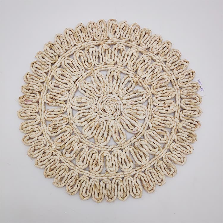 2023 novo estilo mão-tecido pele de milho palha placemat flor esteira de isolamento de mesa Coaster ocidental placemat p