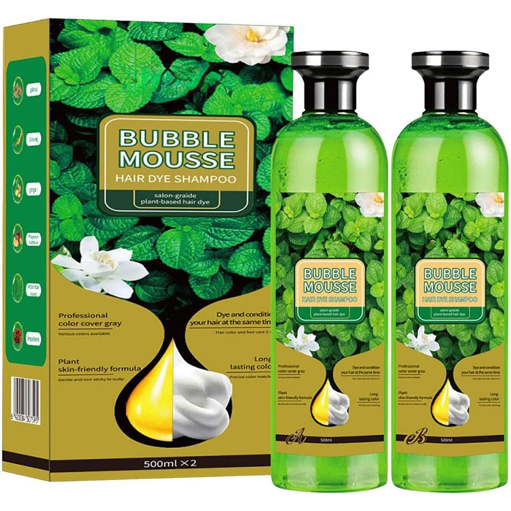 Shampoo Tintura Capilar BubbleMousse, Shampoo Colorante Castanho Escuro para Cobrir Cabelos Brancos, Shampoo Tintura Ins