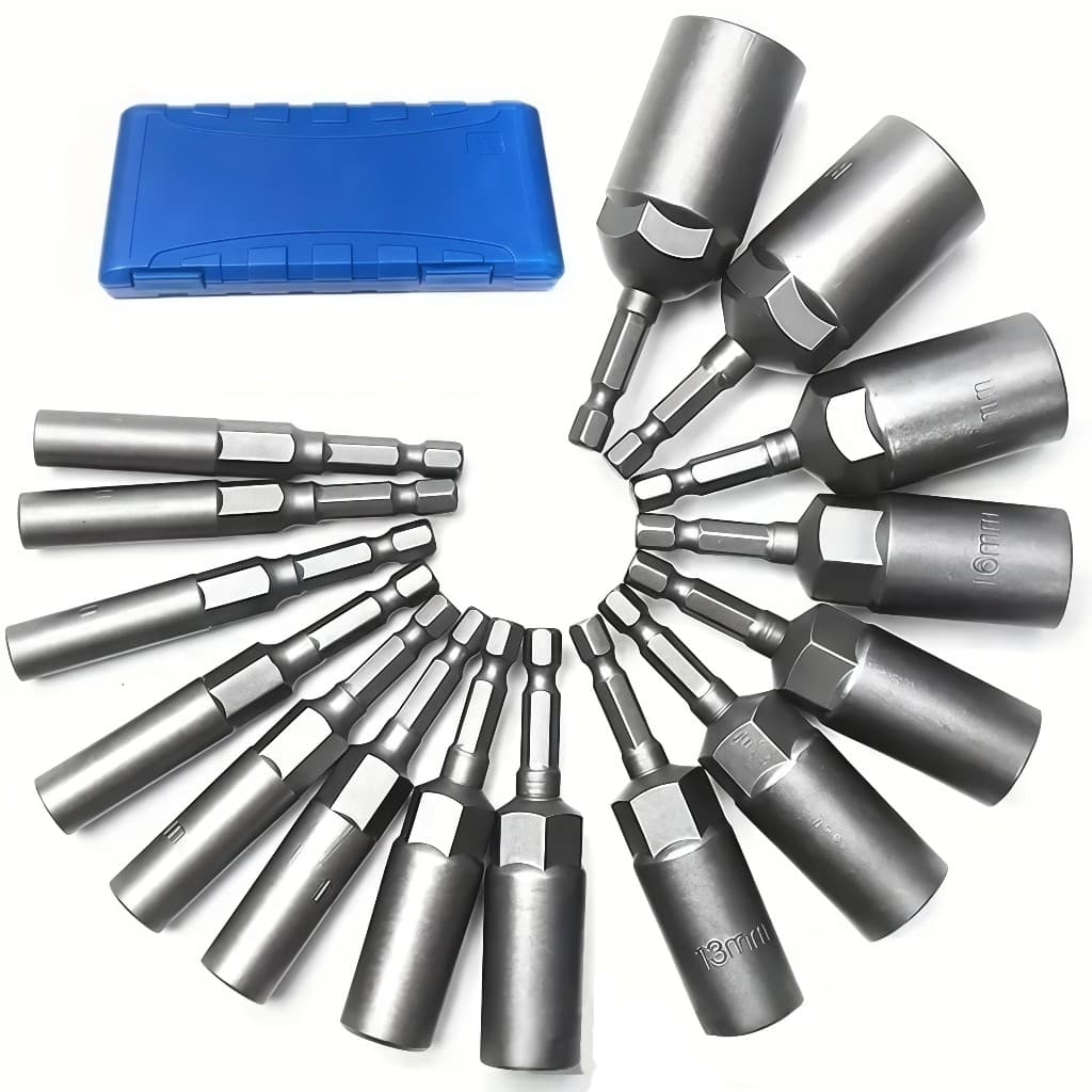 Kit De 12pçs Pontas Bits Soquetes Tipo Cachimbo Magnéticos 8-1/4mm Em Aço P