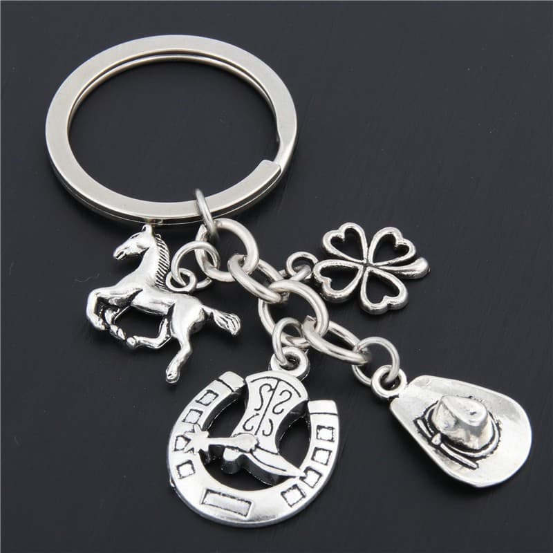 Chaveiro Clover Charms Boot chains Cowboy Hat Horseshoe Pendant Jewelry