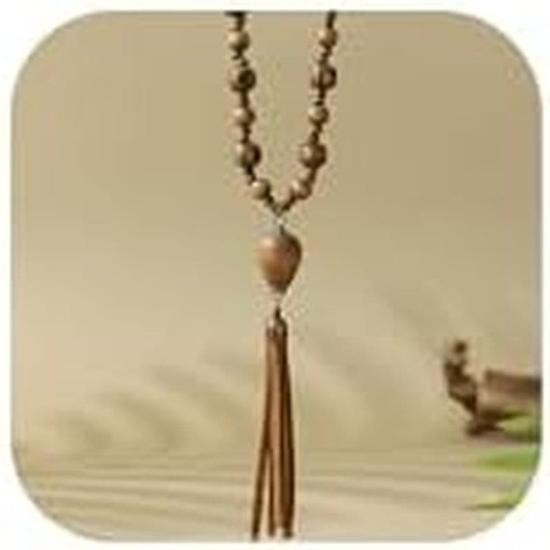 Colar De Contas De Madeira Longo Para Mulheres Rosário Fé Inspirado Jóias Boho Artesanal Borla Lariat Declaração Baile F