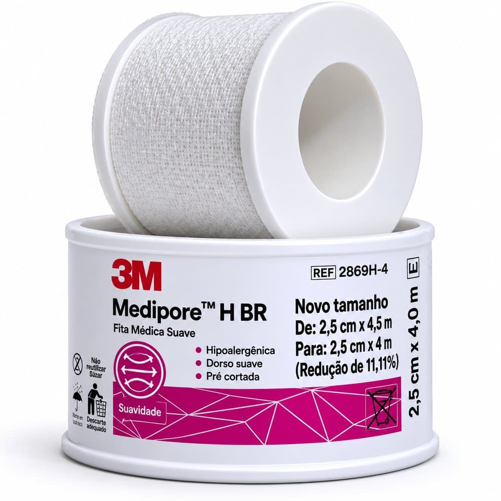 FITA MICROPORE HIPOALERGÊNICA SUAVE MEDIPORE BRANCA 2,5CMX4M - 3M